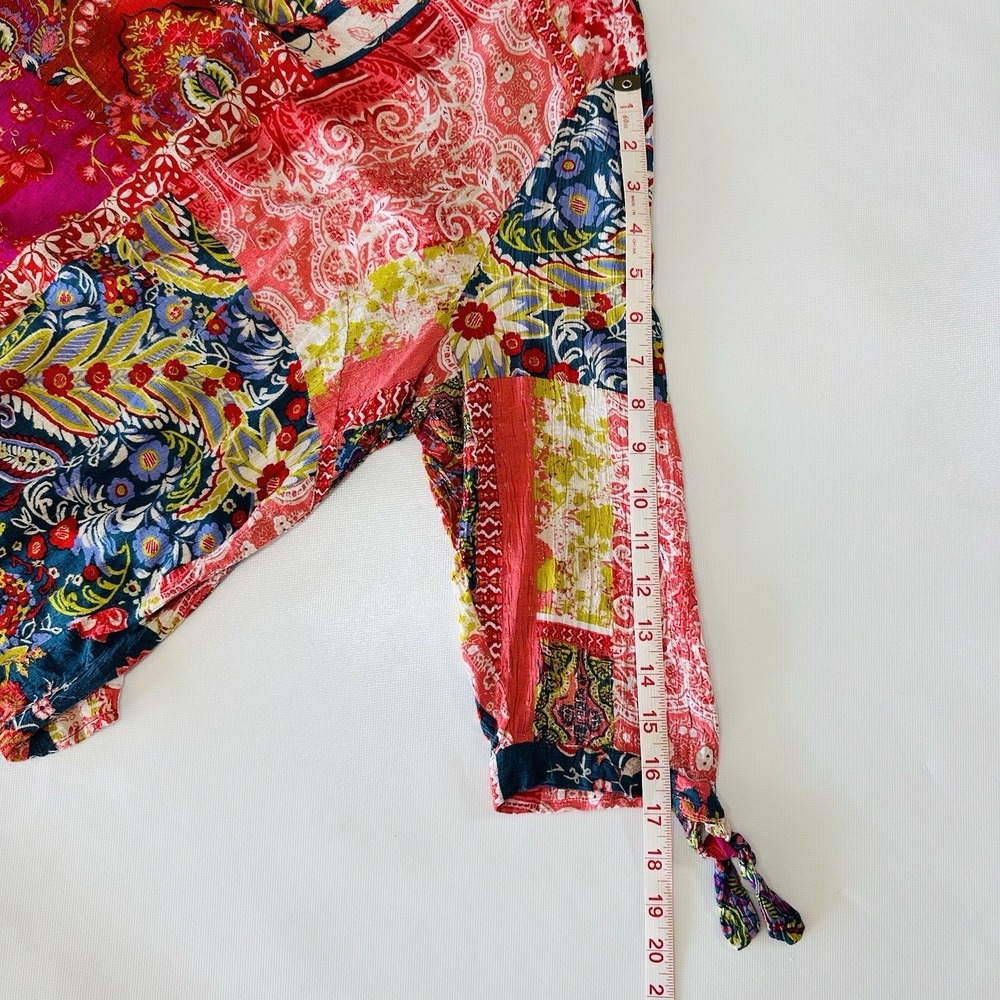 Jones New York JNK 1x Boho Patchwork Blouse Multicolor Paisley Floral‎ Peasant - Picture 6 of 7